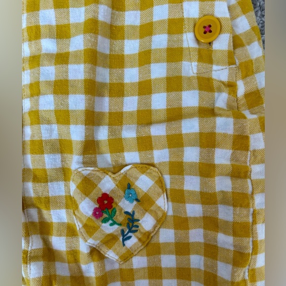 Baby Boden gingham yellow floral overalls 9-12 months - Picture 3 of 5